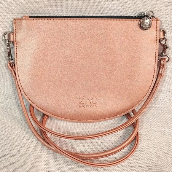 Zac Posen Small Convertible Crossbody Shoulder Bag Clutch Purse Copper Rose Gold - Picture 2 of 9
